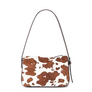 Nakedvice The Soli Bag in White & Brown Cow Animal Print Shoulder Bag NEW $180